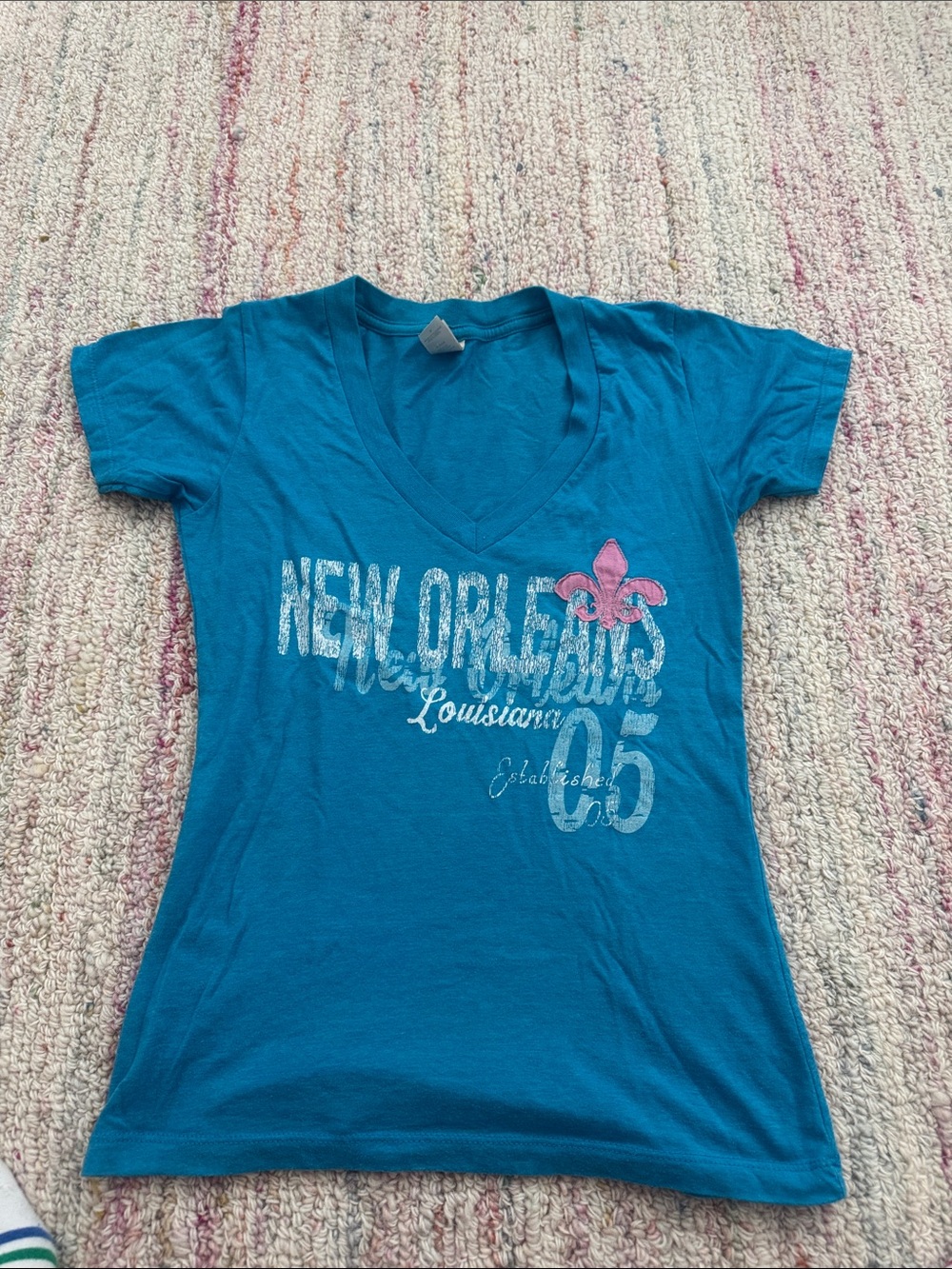 New Orleans Louisiana Girls Teal V-Neck Tee